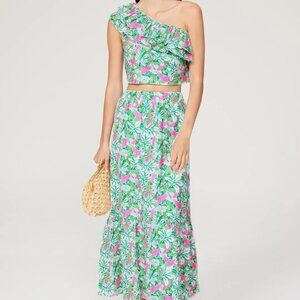 Lilly Pulitzer Kasida Ruffle Set Botanical Green & Pink Size 2 NWT
